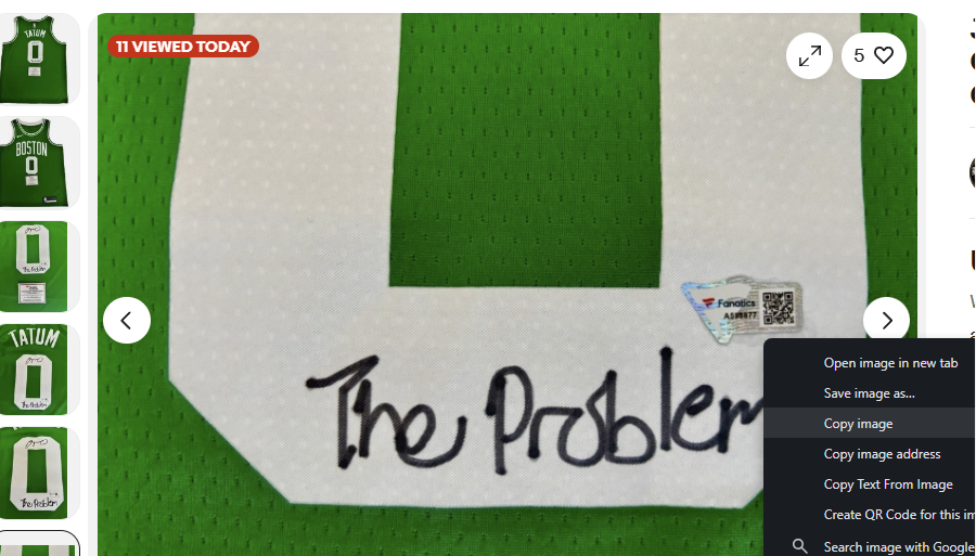 Close-up of the Fanatics sticker and The Problem inscription
